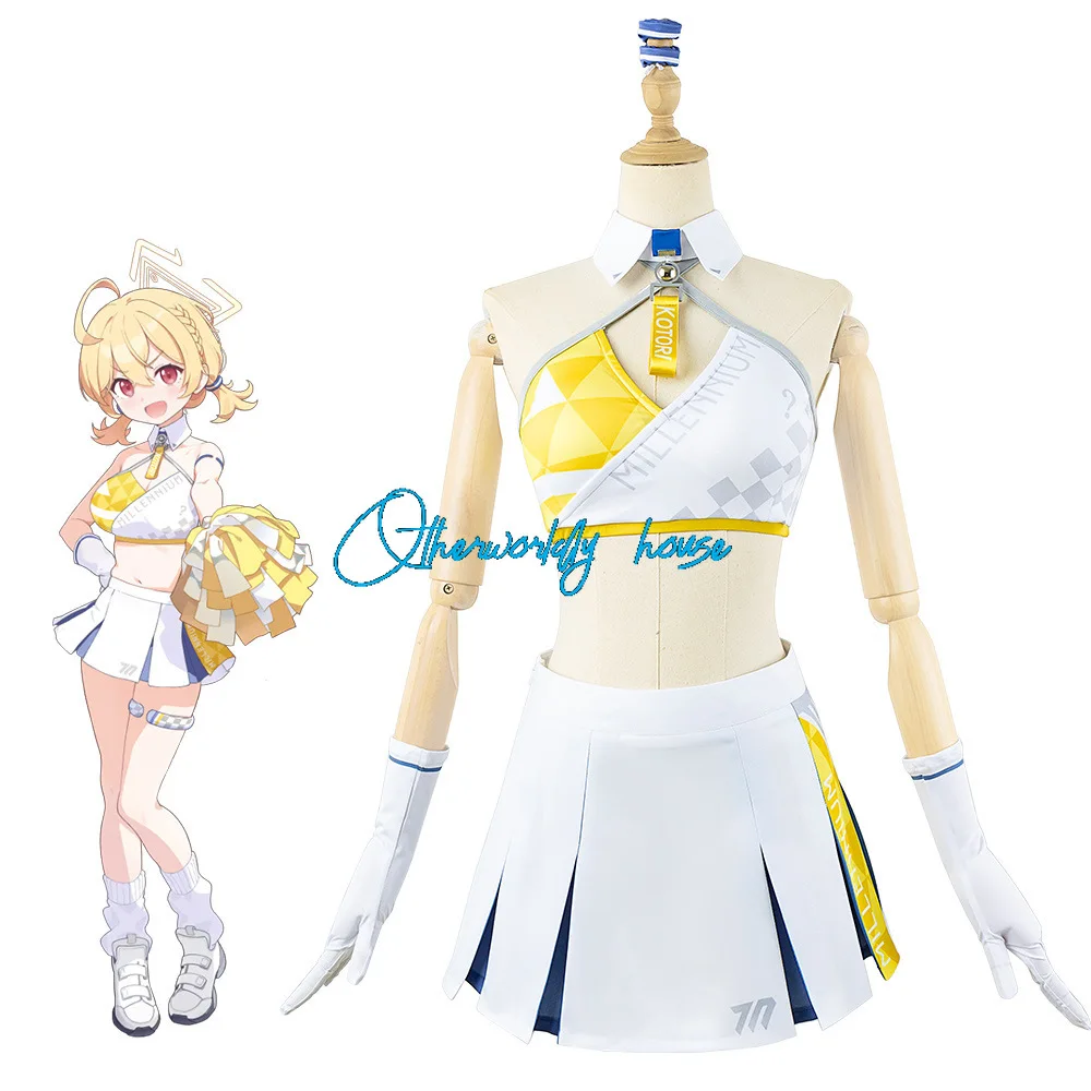 Jogo Arquivo Azul Toy Cosplay Costume para Mulheres, Interpretação de Halloween, Camisa amarela, Saia, Roupas Anime, Terno Meninas