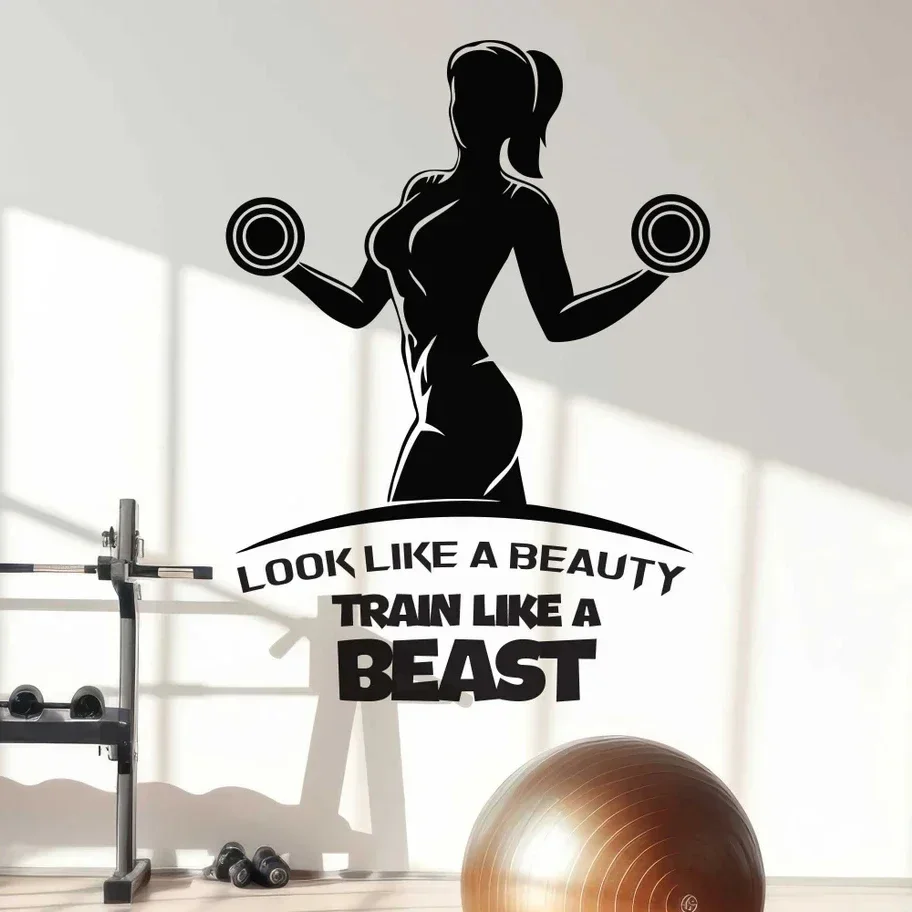 Look Like A Beauty Train Like A Beast Home Gym Wall Sticker Home Gym Quotes Wall Sticker Gym Room Decor Vinyl Art Decal A946