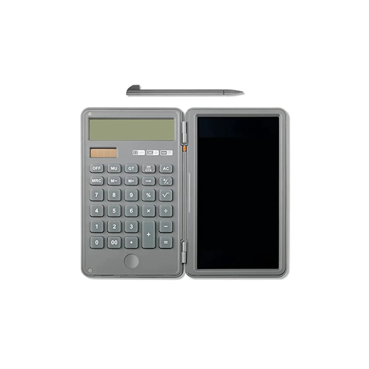 

Calculator,12-Digit Display Desk Calcultors with Erasable Writing Table,Solar Battery Dual Power Pocket Calculator Gray