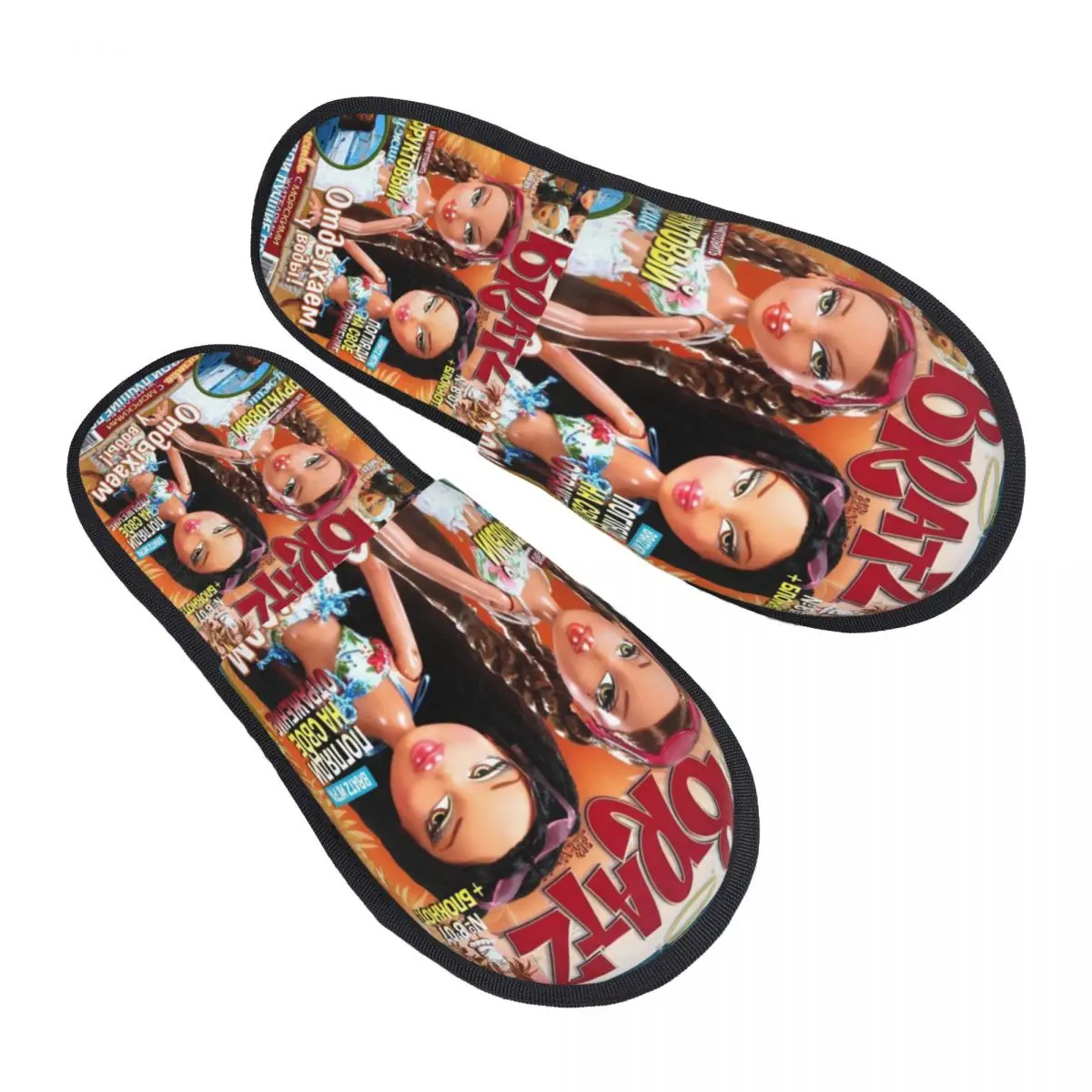 Custom Bratzs Doll Guest Slippers for Bedroom Women Tv Movie Cartoon House Slipper