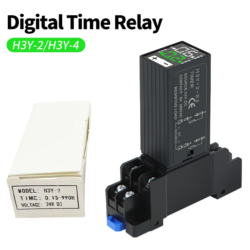 JSZ6 H3Y-2/4 Dual Time Cycle Delay Relay 12V 24V 220V AC/DC with Base Socket Digital Display Timer Switch for Equipment Control