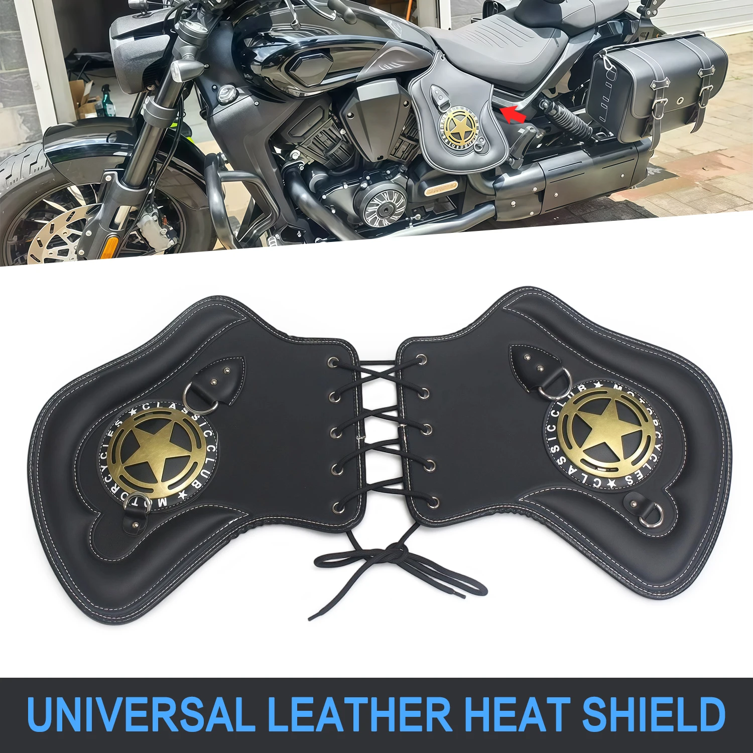 

Motorcycle Universal PU Leather Engine Cover Deflector Heat Saddle Shield Deflector For Yamaha For Honda For Suzuki For Kawasaki