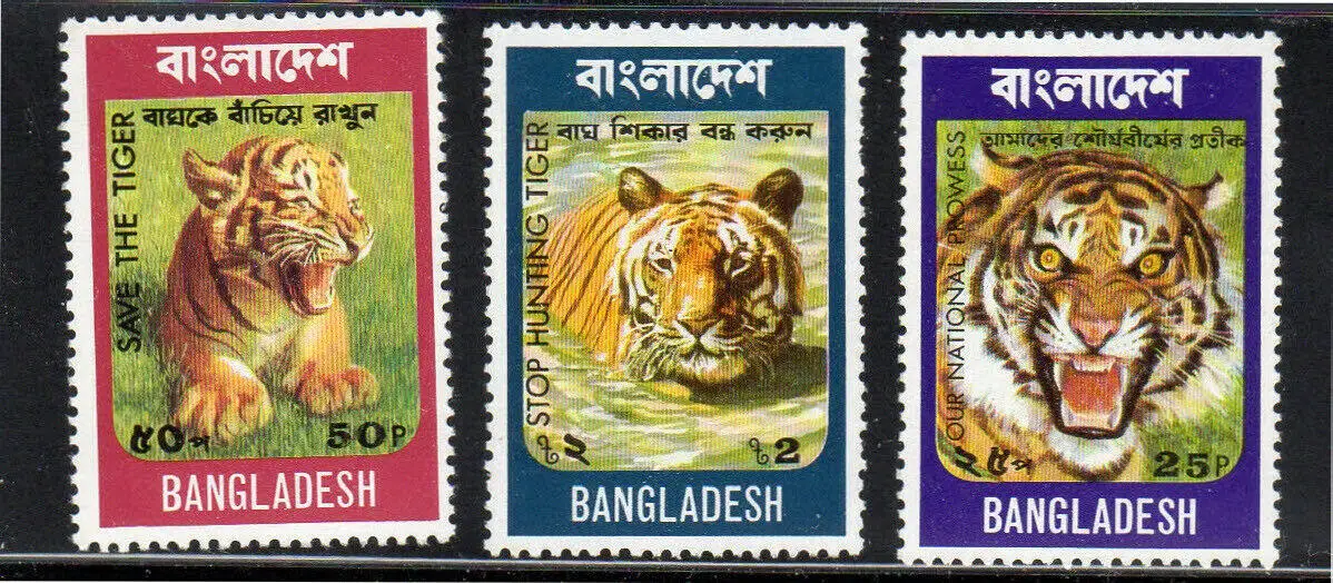3 unids/set nuevo sello postal de Bangladesh 1978 sellos postales de tigre de Bengala MNH