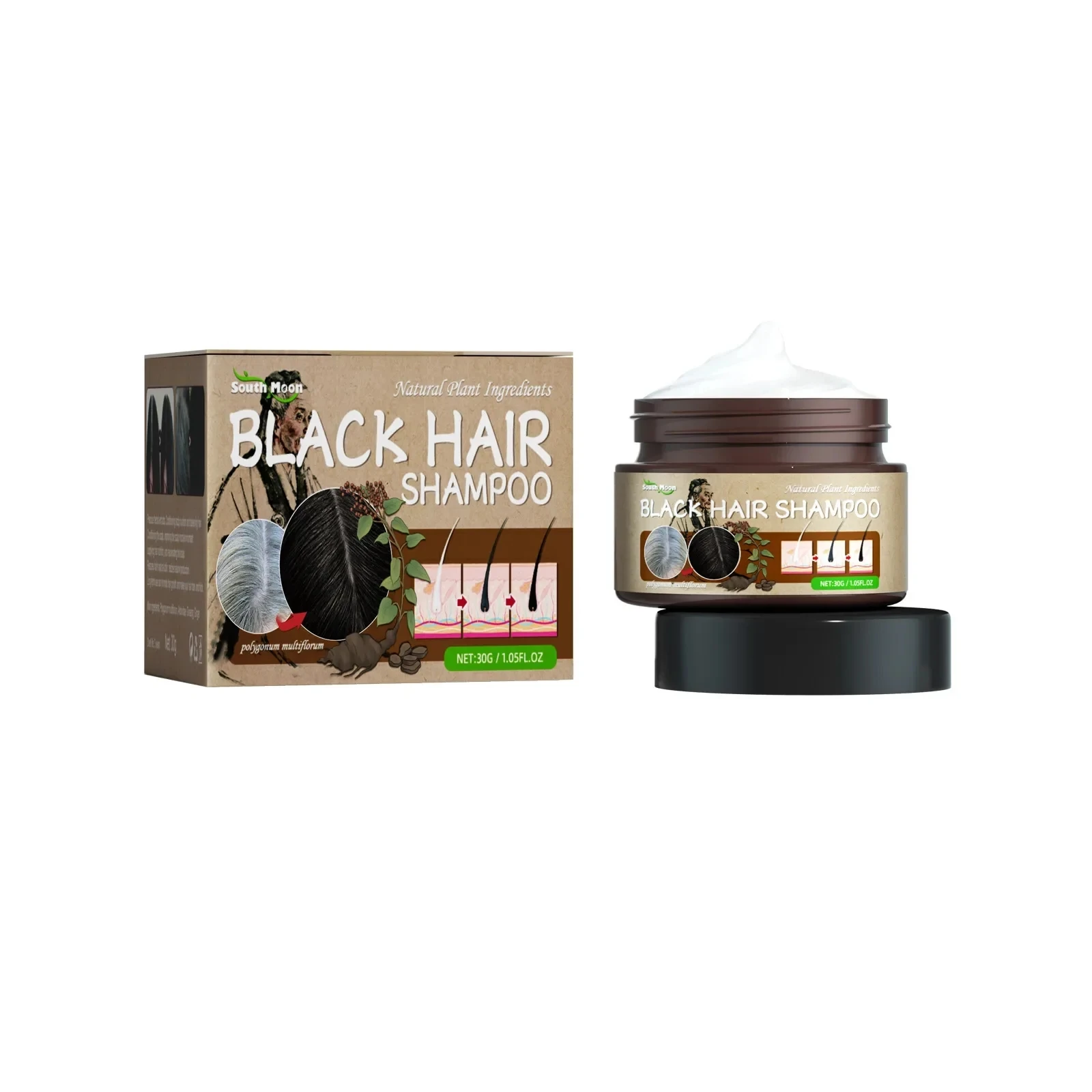 Anti-cinza cabelo essência soro, tratamento, restaurar a cor natural do cabelo, saudável essência herbal, branco para cabelo preto