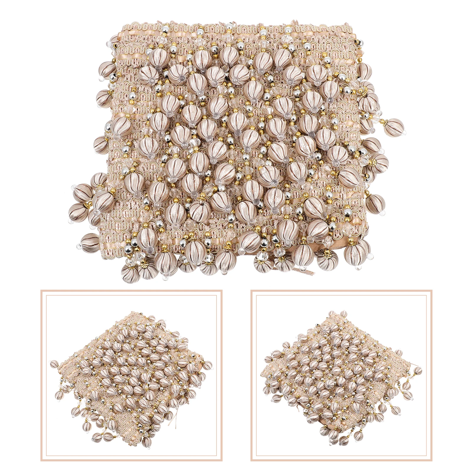 

Polyester Silk Bead Fringe Trim Delicate Curtain Tassel Decorative Sofa Trim Diy Craft For Home Wedding Party Accessory