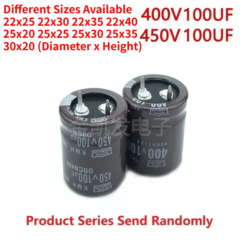 

2Pcs/Lot NCC 100uF400V 10450V 400v100uf 450V100UF 22X25/30/35/40 25X20/25/30/35 30x20 Snap-in PSU Capacitor