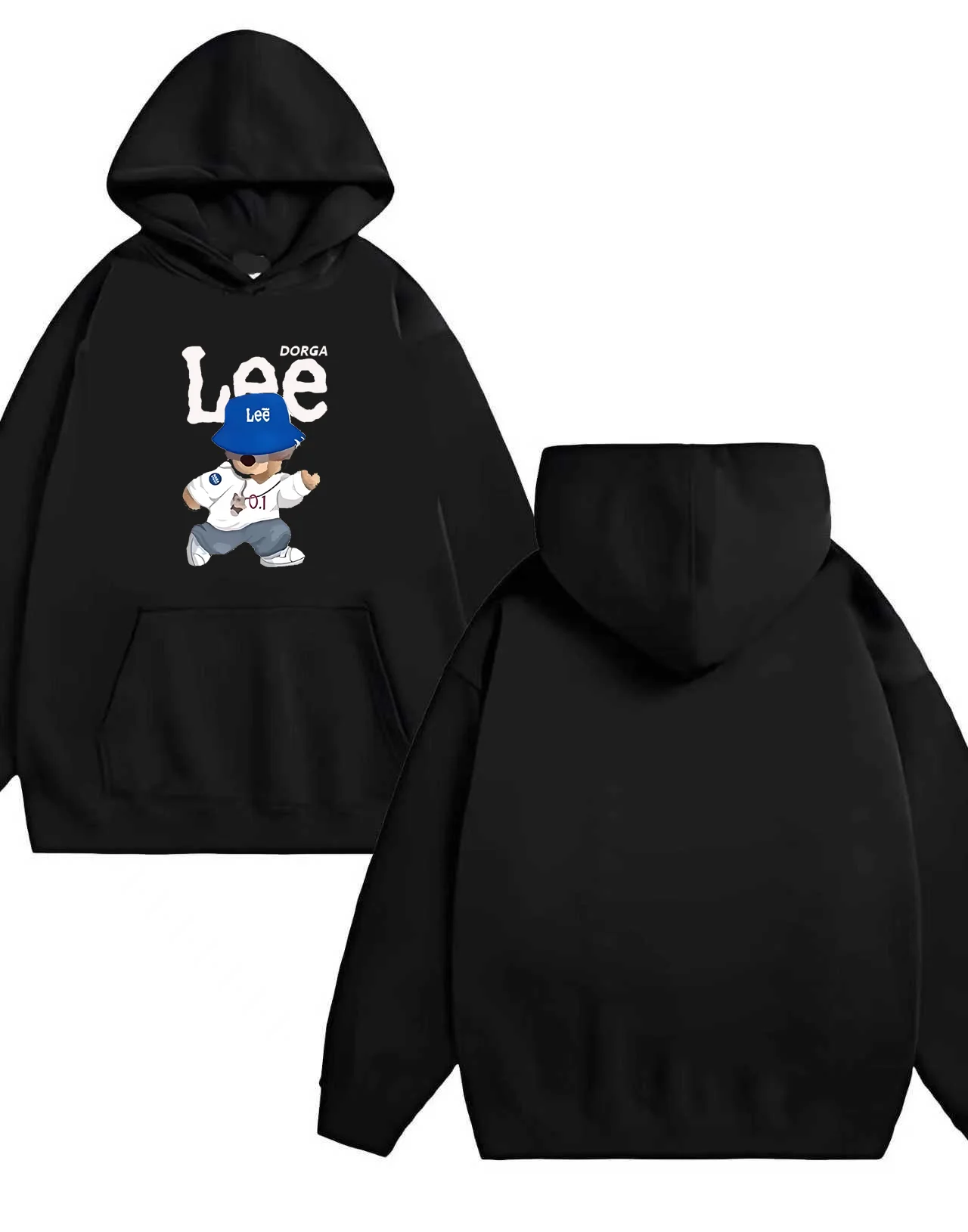 The 2025 new trendy doll paired with letter-printed men's and women's casual loose pullover 330G heavy-duty hooded sweatshirt