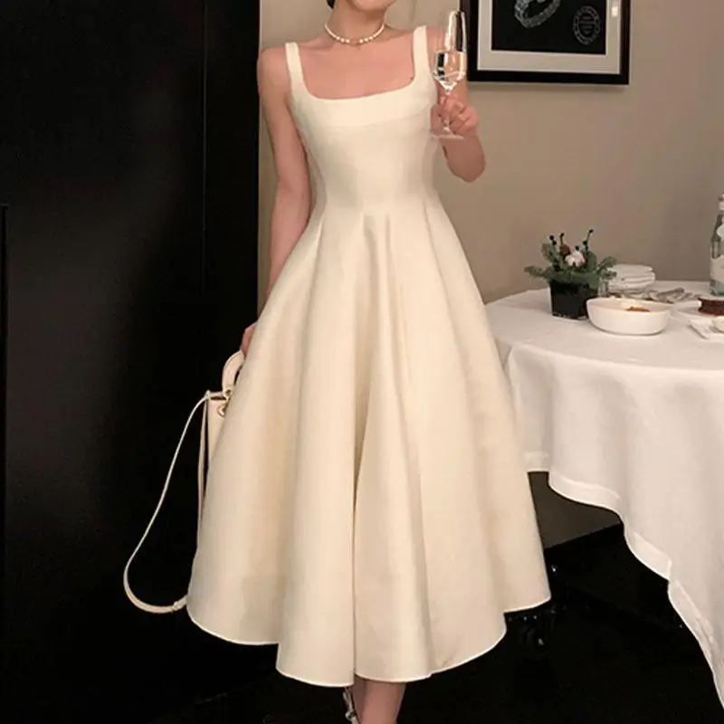 Satin Formal Evening Dresses Fashion Square Collar Simple Birthday Party Dress New Short Elegant A-line Dresses Customized