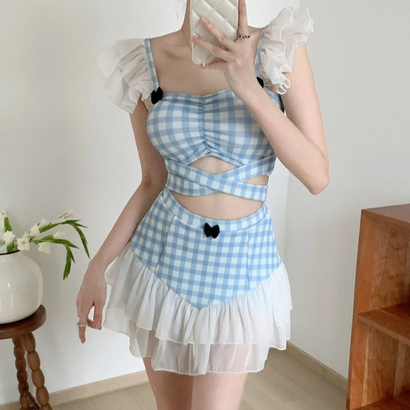 Traje de Baño Halter Reductor para Mujer con Lazo, Estilo Retro de Cuello Alto, Moda para Vacaciones de Verano y Fiestas en la Piscina