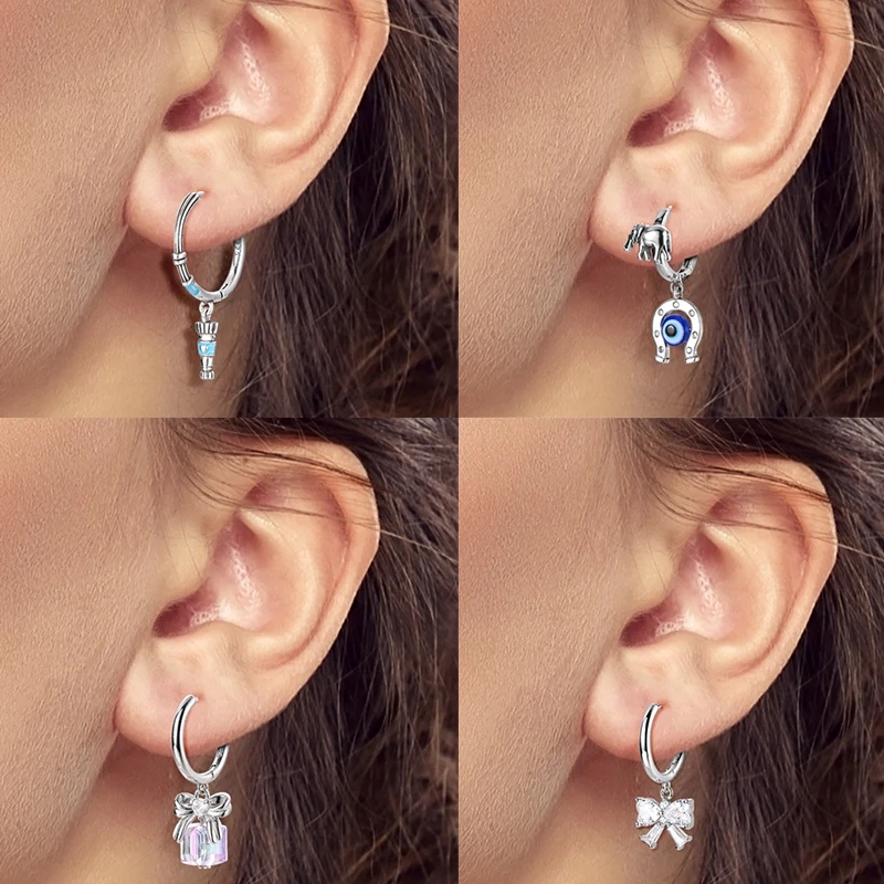 925 Sterling Silber Bunte Creolen Ohrringe mit Erdbeere, Libelle, Sonnenblume, Krabbe, Mantarochen und Lebensbaum als Geburtstagsgeschenk für Frauen – Detail 10