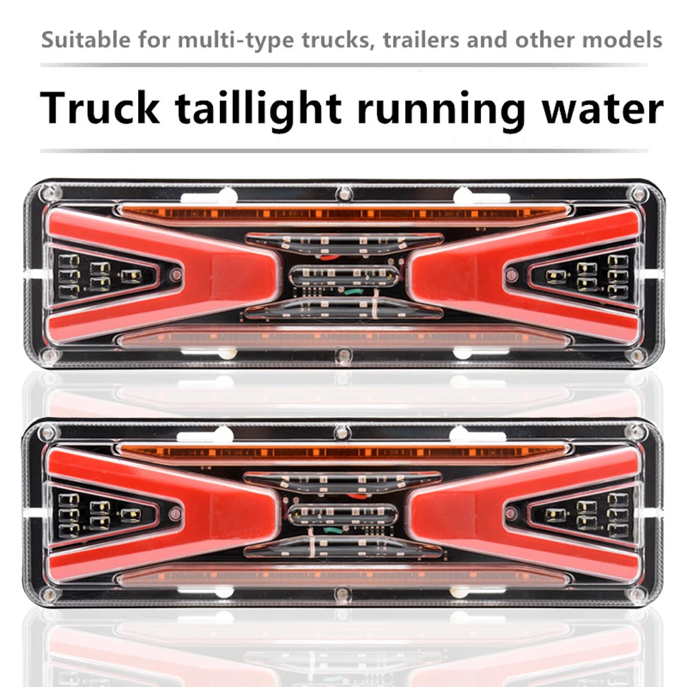 

2pcs 12V 24V Dynamic LED Car Truck Taillights Tail Light Rear Turn Signal Brake Stop Reverse Lamp Trailer Tractor Lorry Caravans