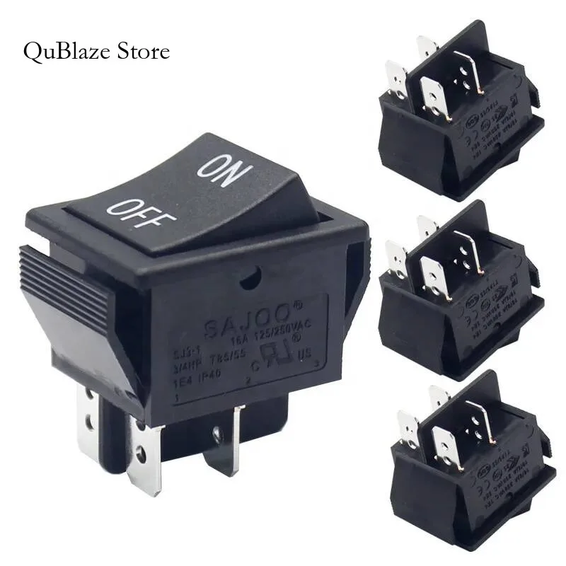 

Size Large Current 16A 250VAC 1E4 Kcd4 T120/55 Switch T85/55 Electrical 6P Dpdt Rocker Switch(1 Pack)