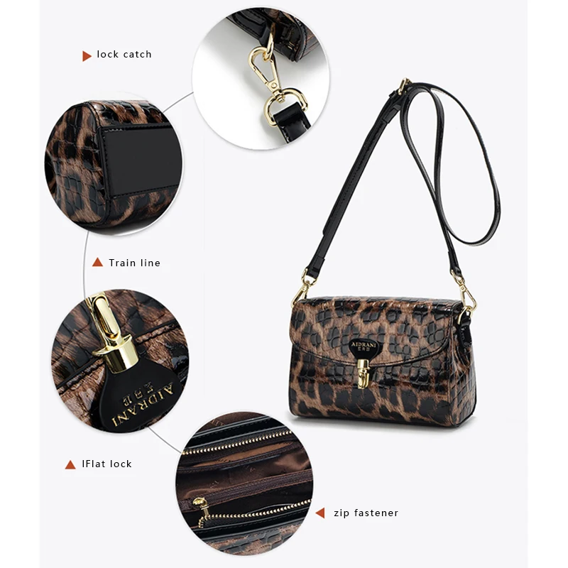 New Genuine Leather Handbags Ladies handbags Fashion Tote Leather Shoulder Bag Women Bags Luxury Designer Leopard