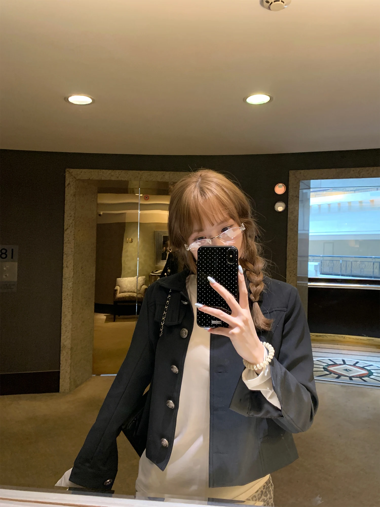 

Early Spring ort Jaet Women's Turn-down Collar Coat Small Size Briti Sle Long Sve Button Pure Color Ladies' Top