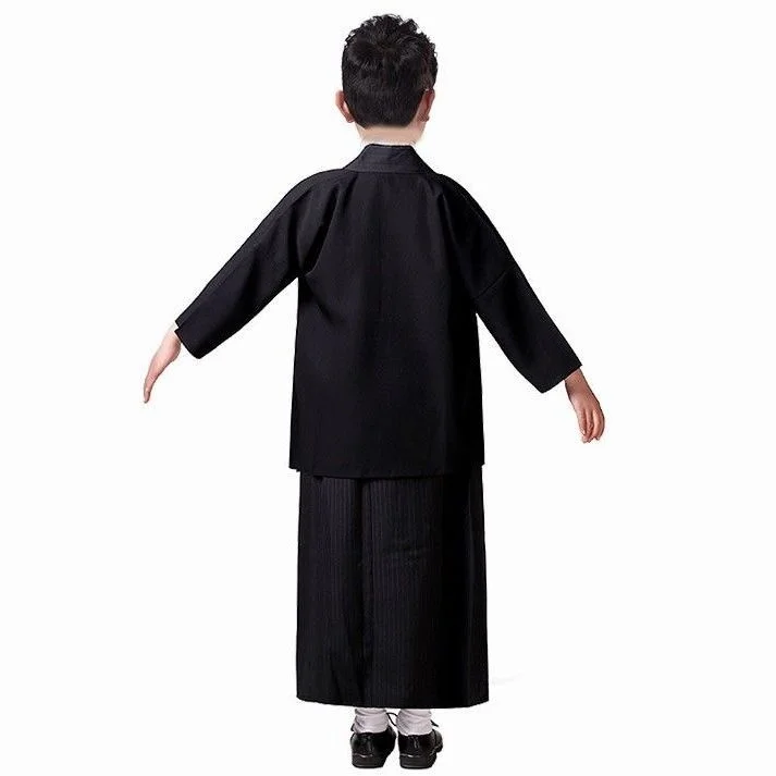 Boy\'s anime ancient kimono Japanese style children samurai kimono traditional Japan costume performance clothing kimono full set