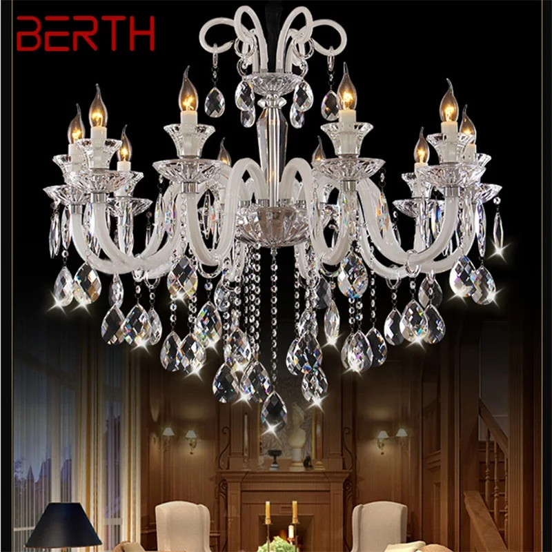 

BERTH Contemporary Candle Chandelier LED Crystal Pendant Light Fixtures Decorative for Home Hall Villa Parlor