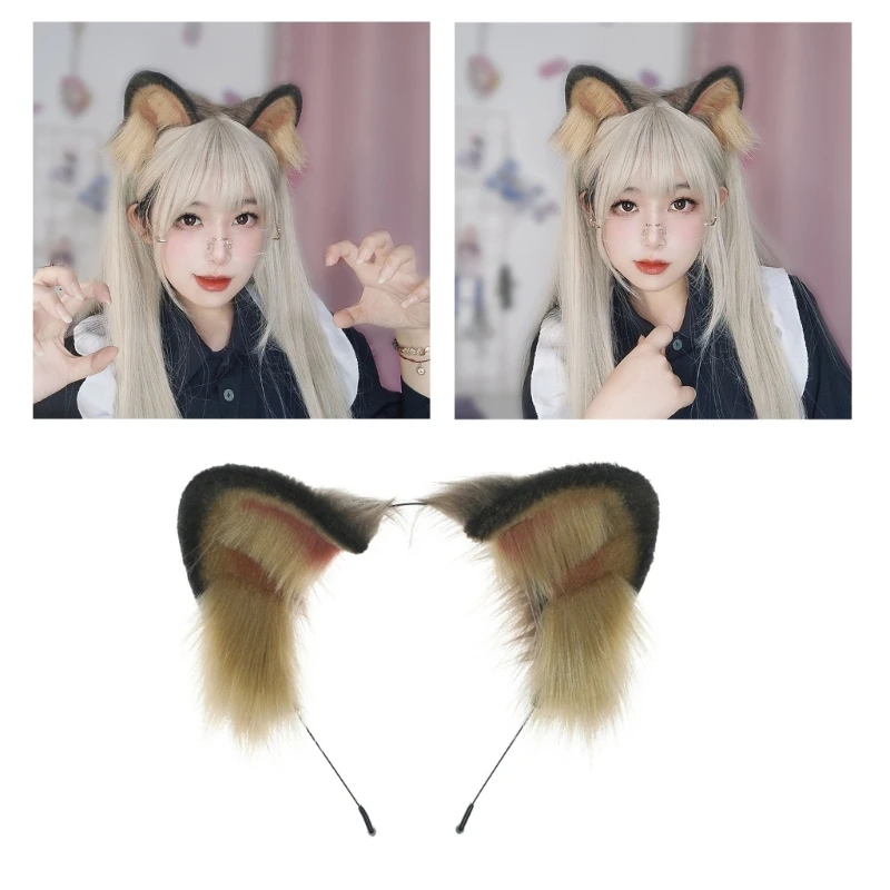 Gothic Beast Wolf Foxes Ear Headband Punk Girls Teens Anime Cosplay Hairband Women Faux Fur Plush Hair Hoop Party Photo Props