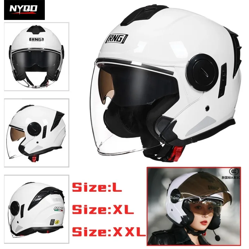RNG Bluetooth 3/4 Open Face Half Motorcycle Helmet with Headset Scooter E-Bike Delivery Helmets Men Women