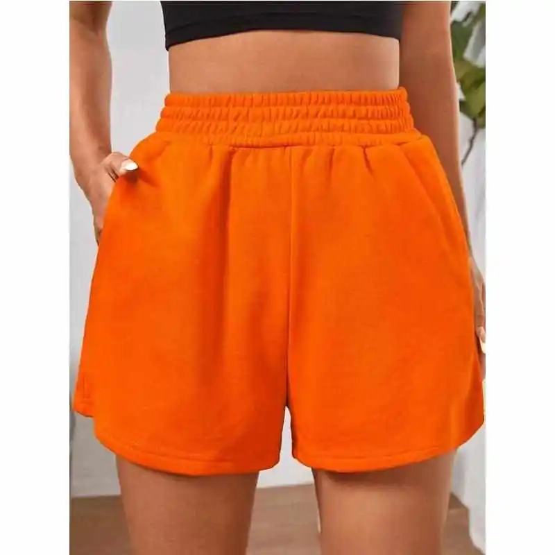 Summer New Sle Loose Straight Casual orts for Women l Waist Elastic Polyester Cotton Blend Comfortable ort Pants