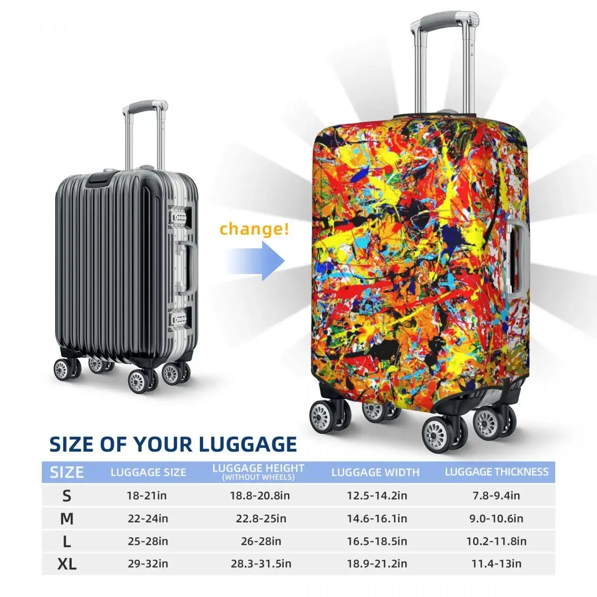 Colorful Pop Art Abstract Camouflage Graffiti Luggage Cover Protector Funny Travel Suitcase Protective Cover for 18-32 Inch