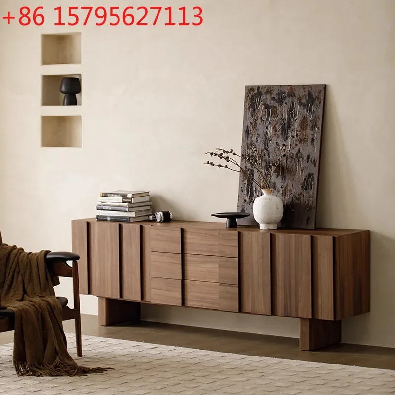 

Vintage walnut color simple living room high floor cabinet