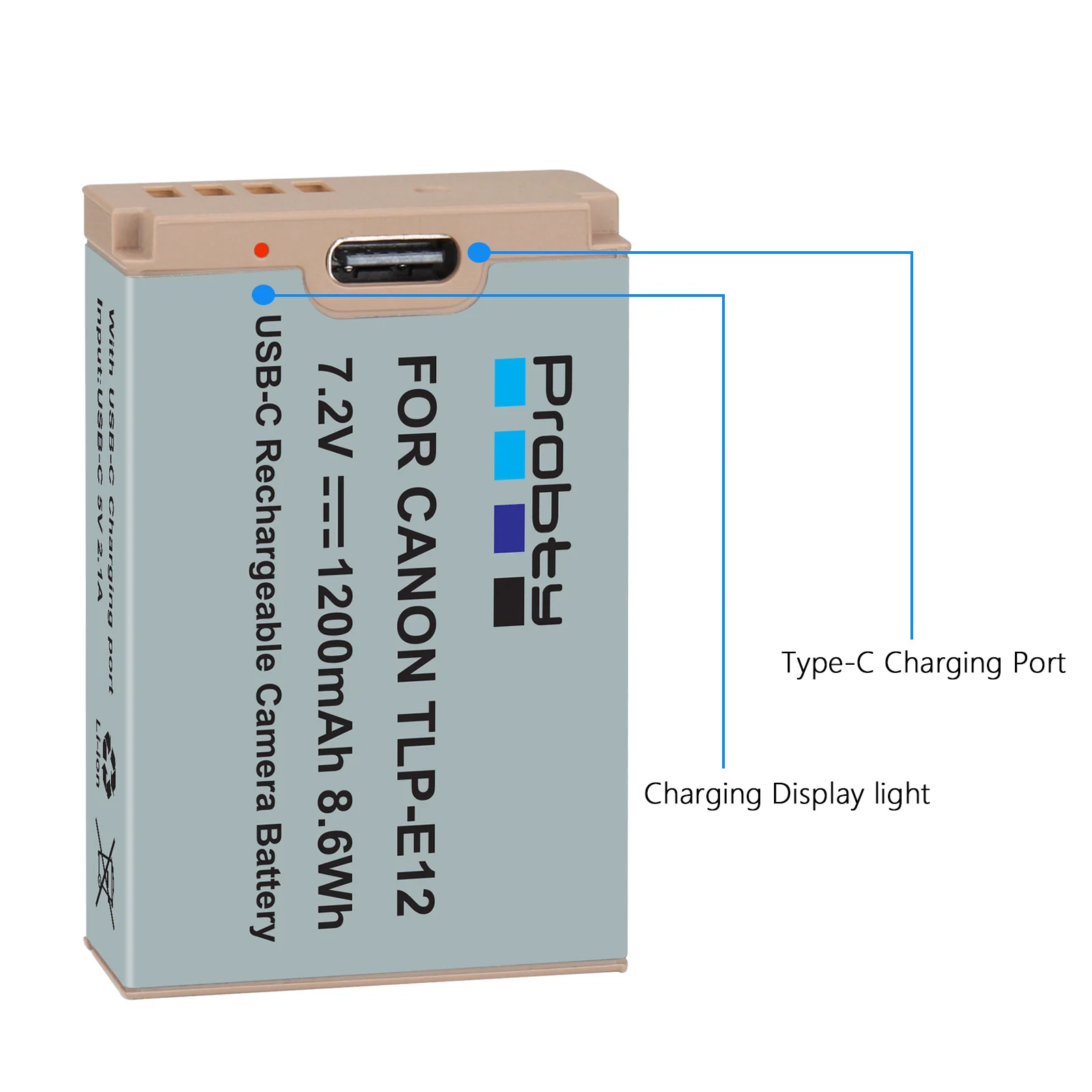 LP-E12 LPE12 LP E12 Battery with Type-C Charging Input for Canon SX70 HS Rebel SL1 M M2 M10 M50 M100 Rebel SL1 Digital Cameras