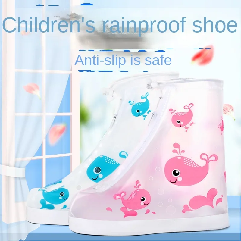 New Child Rainy Day Rainproof Cartoon Foot Cover Waterproof Boy Girl Rain Boot Covers Anti-slip Thickened Kids Baby Shoe Cover