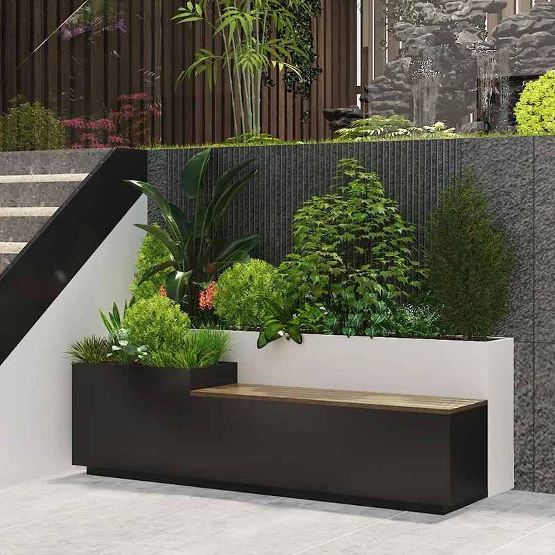 

Outdoor courtyard landscape flower box balcony leisure chair terrace seat park bench chair combination suspended light