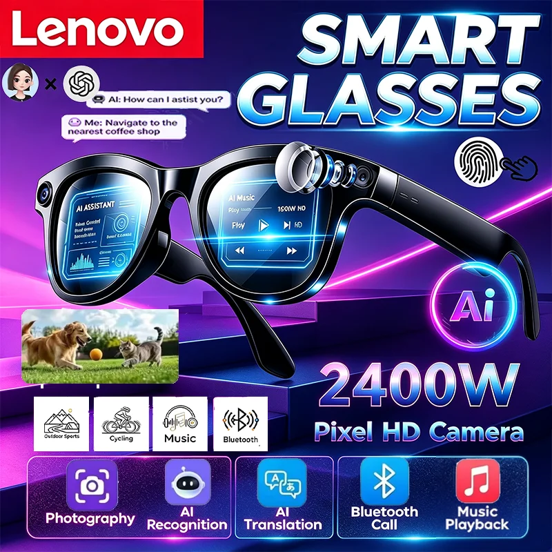 Oculos-inteligentes-ai-sem-fio-lenovo-para-homens-e-mulheres-controle-remoto-bluetooth-captura-de-fotos-2400mp-chamadas-musica-Oculos-de-lazer-Oculos-de-sol