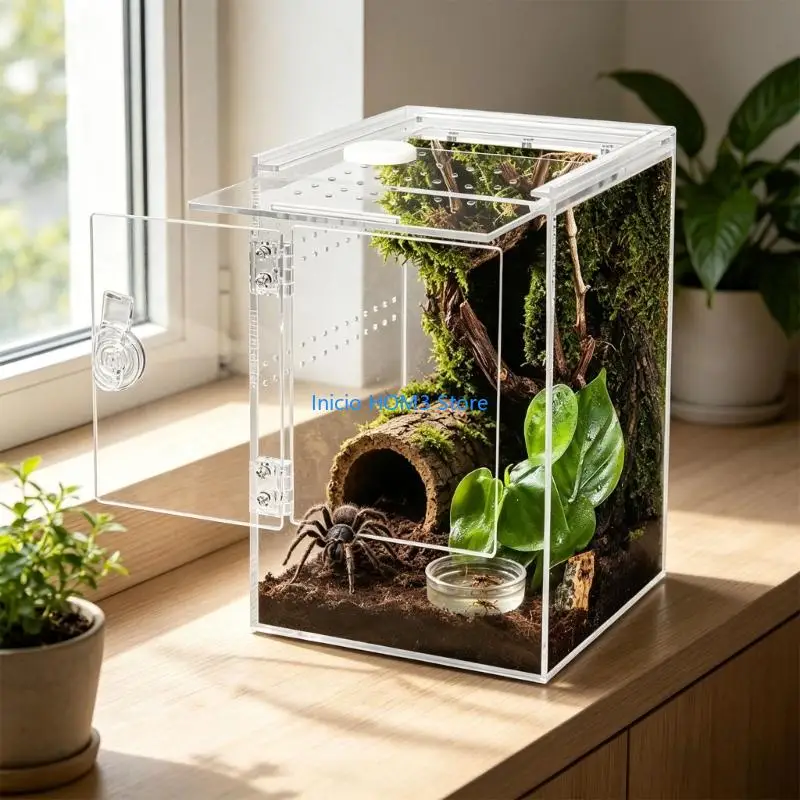 A5YD Small Spiders Enclosure Terrariums Tanks Ventilated Reptiles Habitat Container