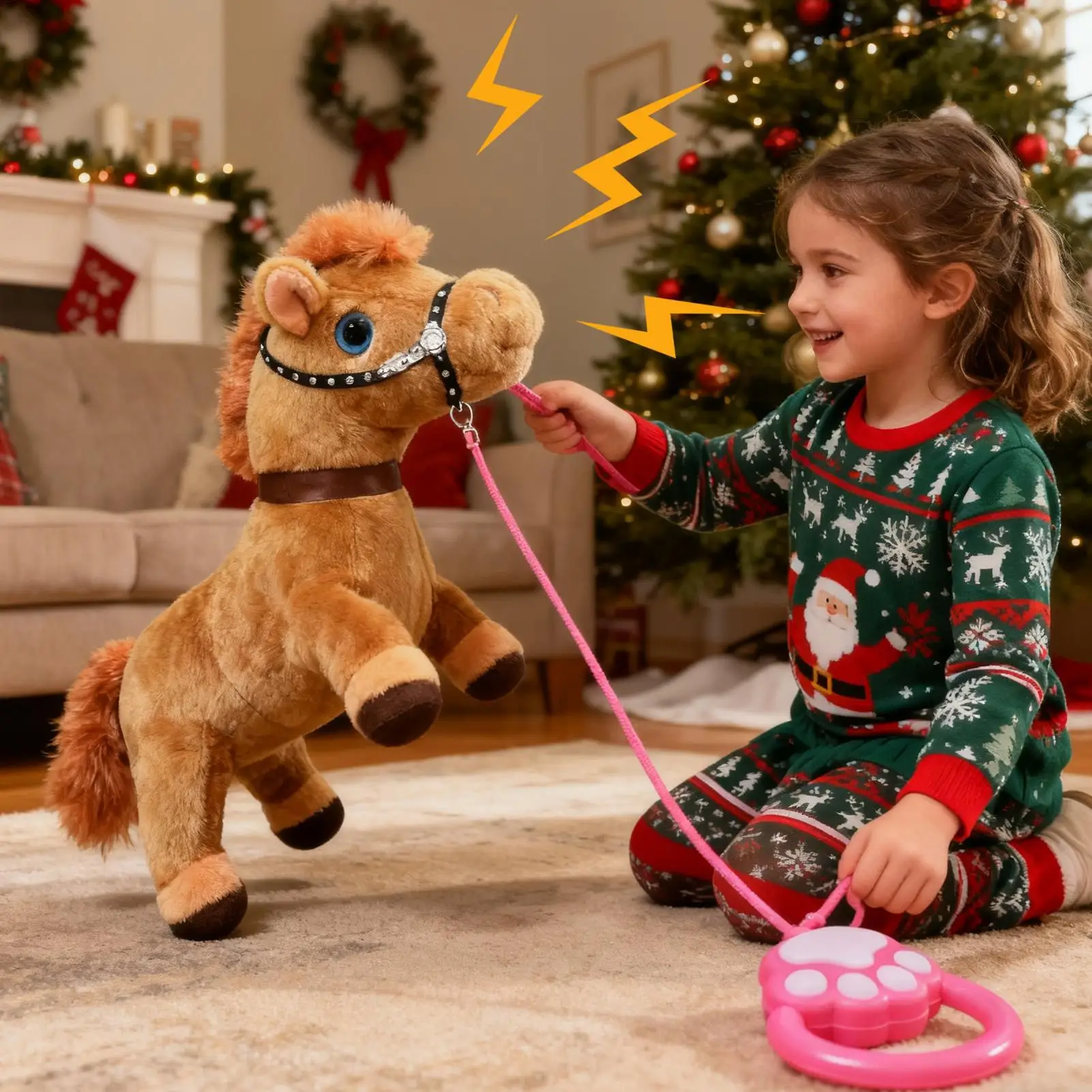 For Living Room Electric Pet Horse Lead Rope Included Realistic Children Electric Toy Walking Horse For Preschoolers Teens Over