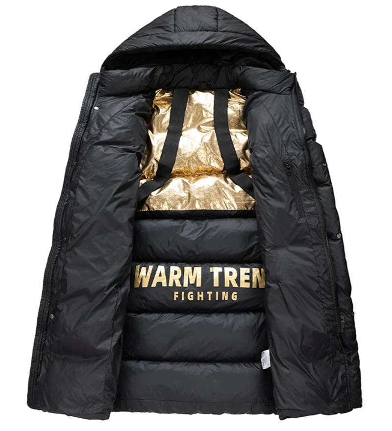 جاكيت رجالي أسود ذهبي متوسط طويل من القطن مع مخمل ، مقاوم للرياح ، سميك ، علامة تجارية عصرية ، زوجان ، شتاء ، #5