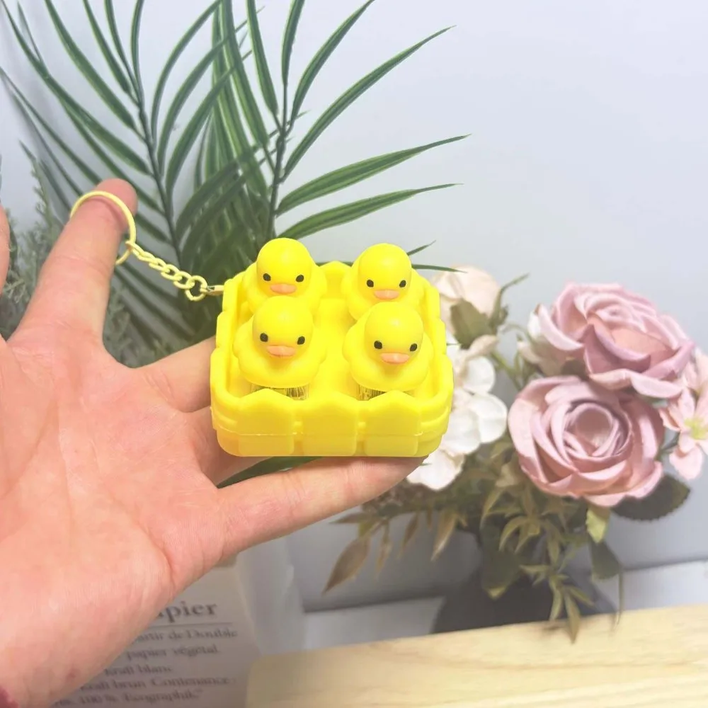 Boys Girls Simulation Little Duck Keycaps Clicker Bag Pendants PVC Press Button Keychain Creative 6.5cm Keyboard Pendants Kids