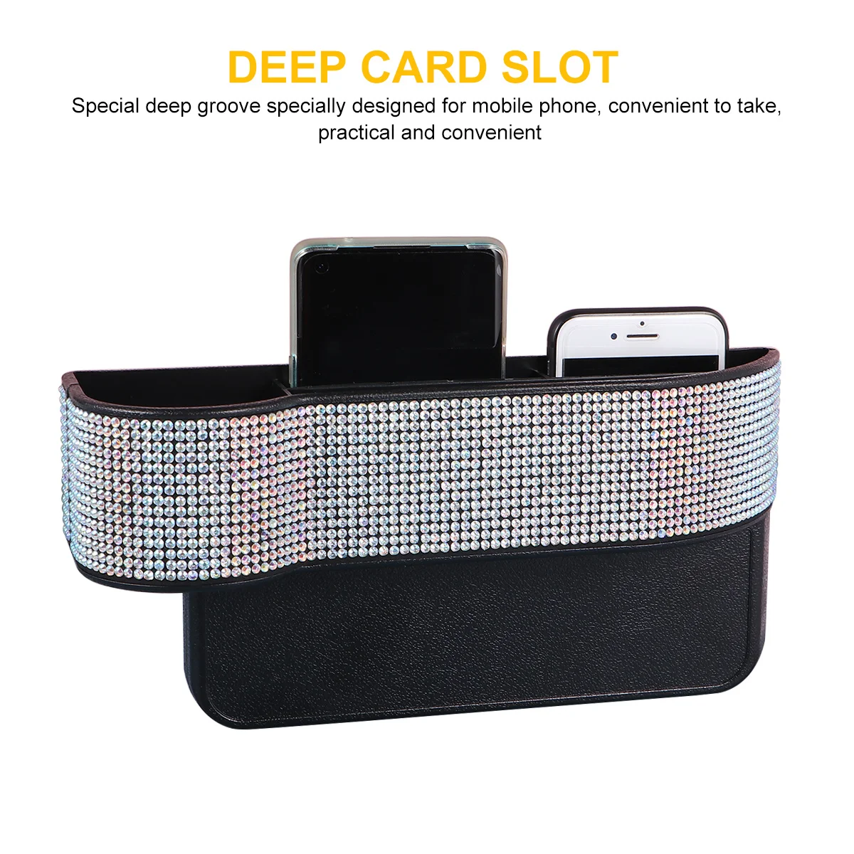 Car Seat Gap Organizer Rhinestone Studded Storage Case Microfiber ABS Durable Practical Driver Side Car Seat Gap Filler