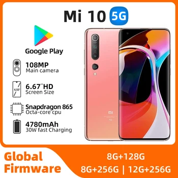 Xiaomi 10 אנדרואיד 5 גרם נעול 6.67 אינץ 12GB זכרון 256GB rom כל הצבעים במצב טוב מקורי משומש טלפון