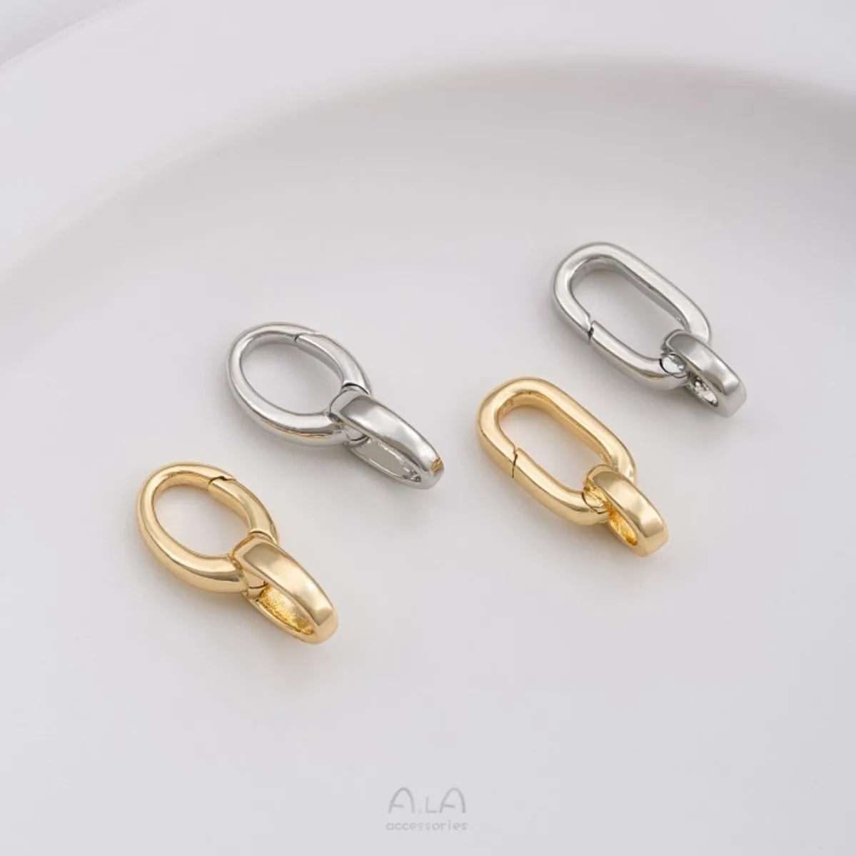 Brass 14K Gold Plated Oval O Shape Lobster Clasp Infinity 8 Spring Clasp DIY Necklace Chain End Connector Accessories