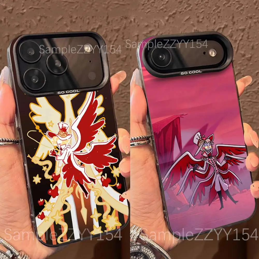 

H-HazbinS Lucifer Phone Case For iPhone 17,16,15,14,13,12,X,8,Pro,Max,Plus,E,SE4,Air,Mini Black IMD Matte