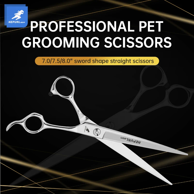 Professional 7/7.5/8.0 Inch High-end Dog Grooming Scissors Curved Thinner Shears For Dogs Animal Hair Thinning