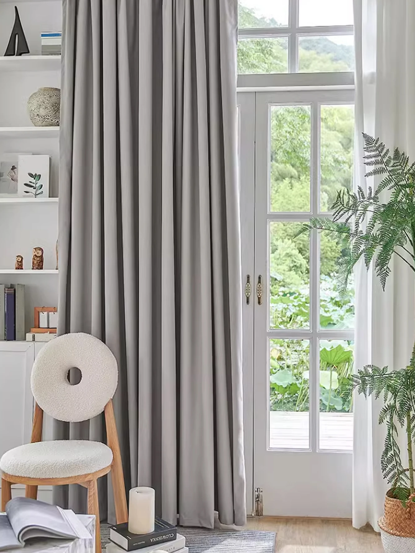 UV Insulation Noise Reduction Curtain Blackout Curtain Pure Color Simple Japanese Style Living Room Bedroom