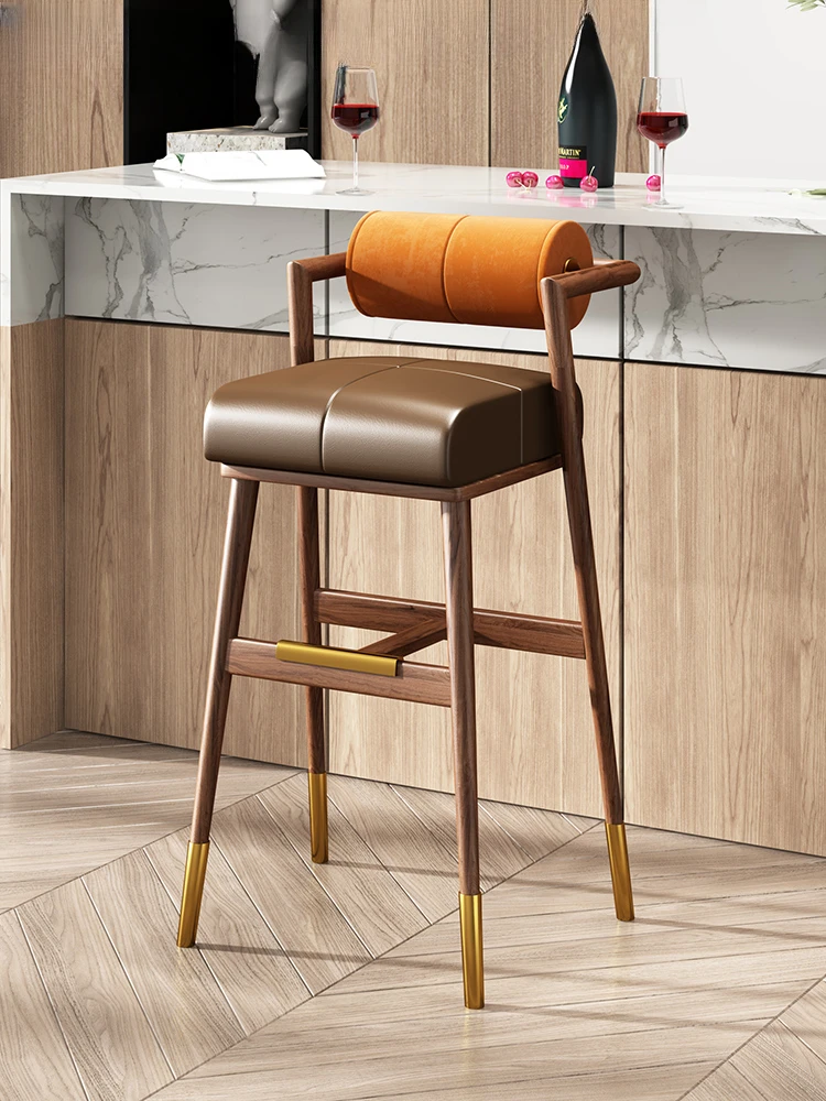 The product can be customized. Italian light luxury back bar chair Nordic light luxury simple household solid wood bar c