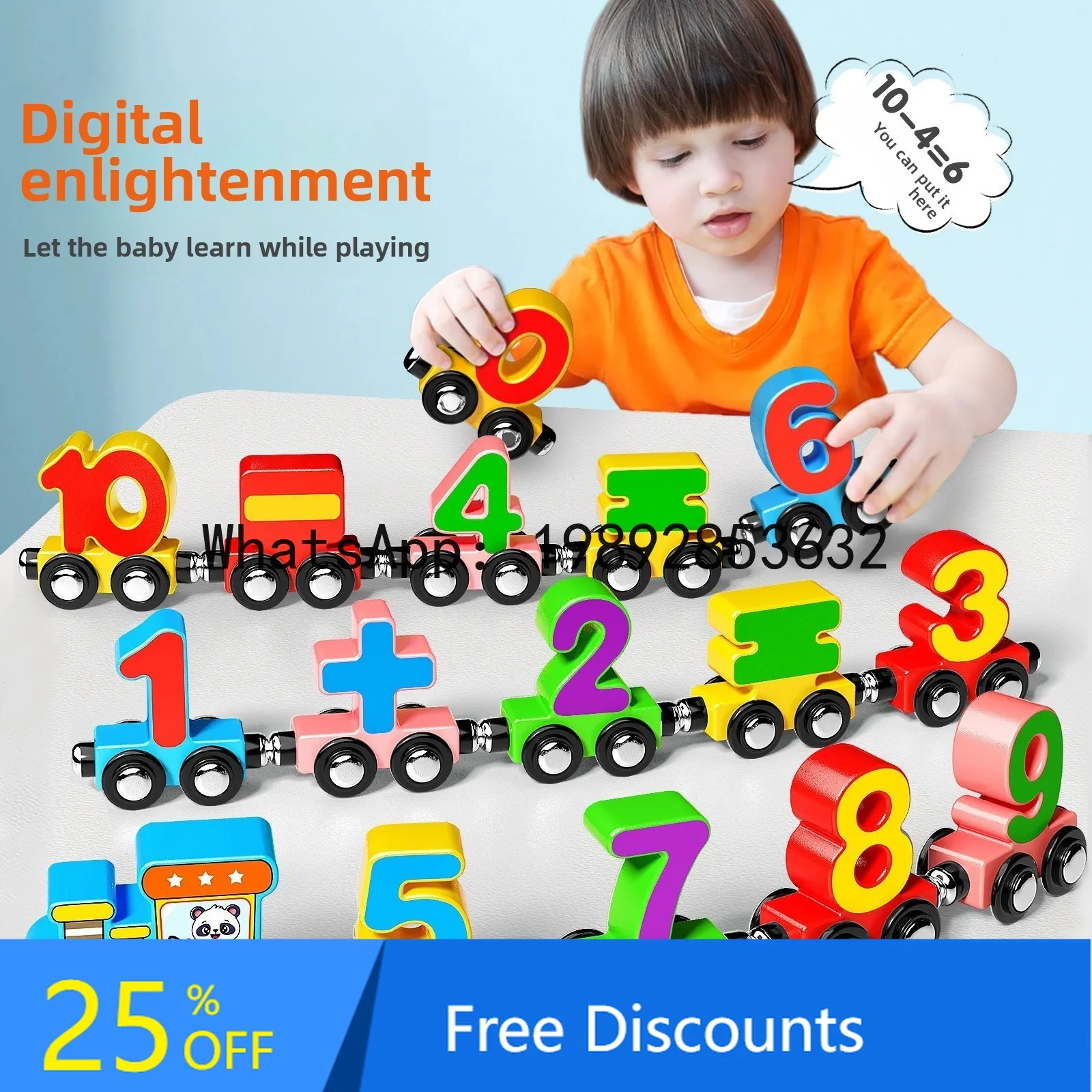 Magnetic Digital Train Toy Children's Educational Assembly Magnetic Building Blocks