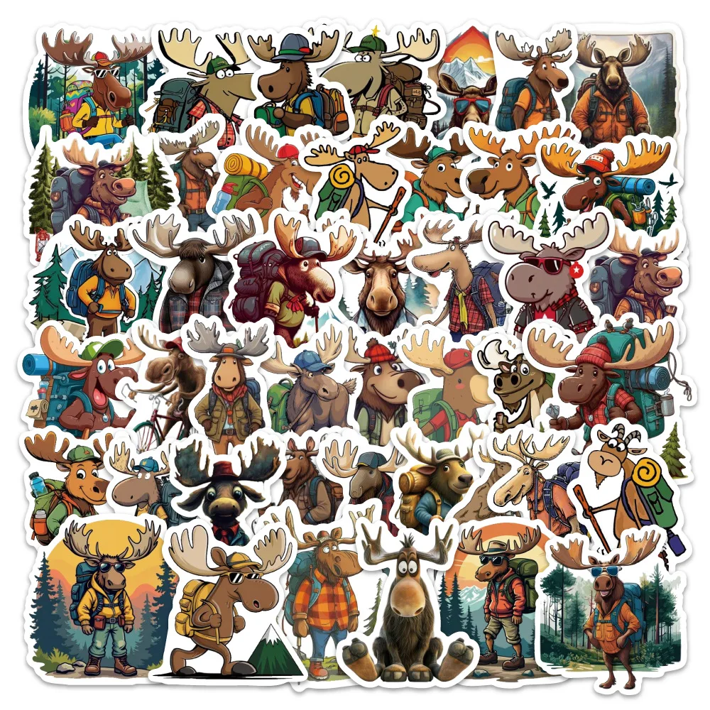 

54PCS Moose Traveler Cute Animals Cartoon Image Doodle Decoration Laptop Guitar Suitcase iPad Waterproof Sticker Kids Toy