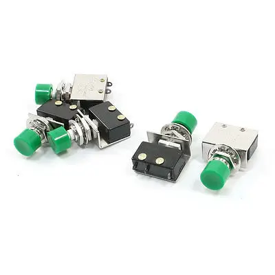 6V 250V AC Panel Mount Momentary SPDT Green Push Button Switch