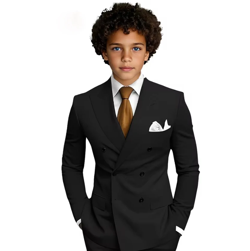 بدلات للأولاد مكونة من 3 قطع بدلة رسمية مزدوجة الصدر للأولاد بدلة سهرة بقصة ضيقة لحفلات الزفاف والحفلات الراقصة