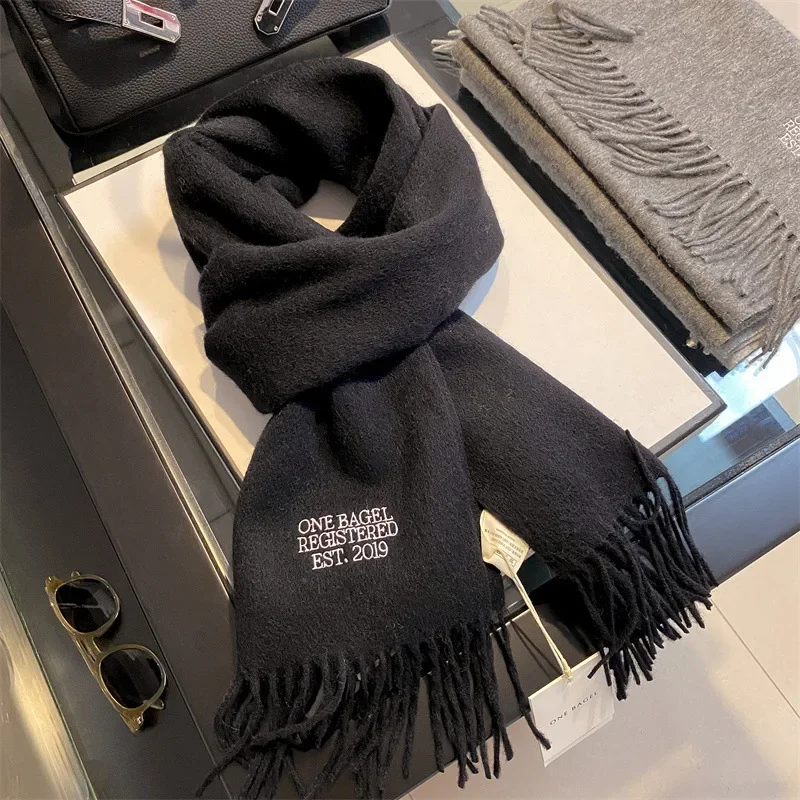 

New Soft Solid Warm Wool Scarf Winter Versatile Knitting Couple Pashmina Thick Blanket Shawls Neckerchief Gift