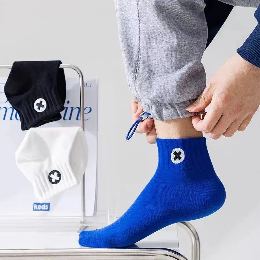 Chaussettes brodées fines pour hommes, absorbant la transpiration, chaussettes de sport dépistolet antes, chaussettes en coton anti-favorable, été, nouveau, 10/20, 2024 paires