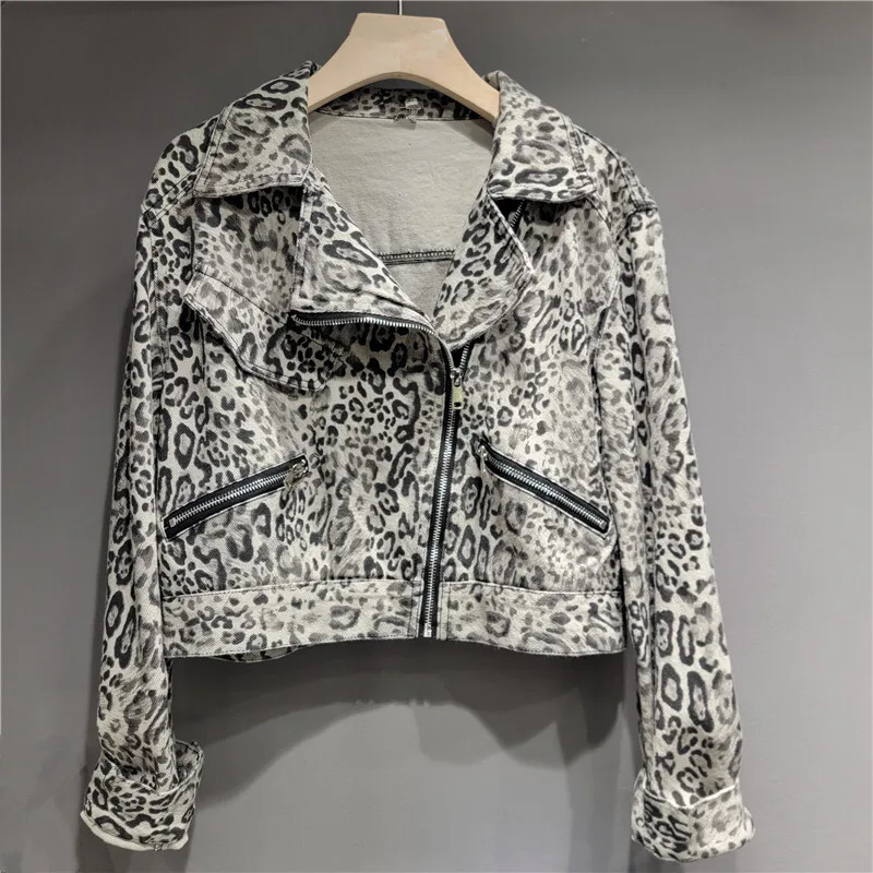 [zoci] Temperament Leopard Print Lapel Short Jacket Women Autumn Korean Versatile, Unique Chic Top