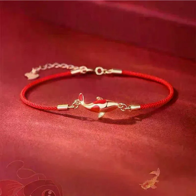 Good Luck Bracelet Braided Rope Koi Bracelet Red String Valentine Gift Couple Gift