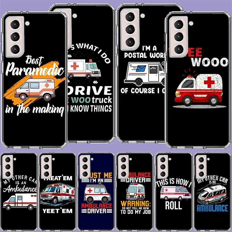 Paramedic Ambulance Wee Woo Clear Phone Cases for Samsung S26 Ultra Galaxy S25 Edge S24 S23 FE S21 Plus S20 S22 S10 Cover Patter