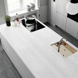 White Wood Contact Paper for Countertops Self Adhesive Wood Vinyl Removable Waterproof Wallpaper for Cabinets Furniture Table
